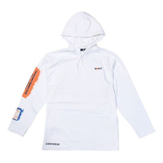 Men's Converse x Rokit Crossover Back Large Printing Logo hooded Long Sleeves White 10020773-A01 - 1