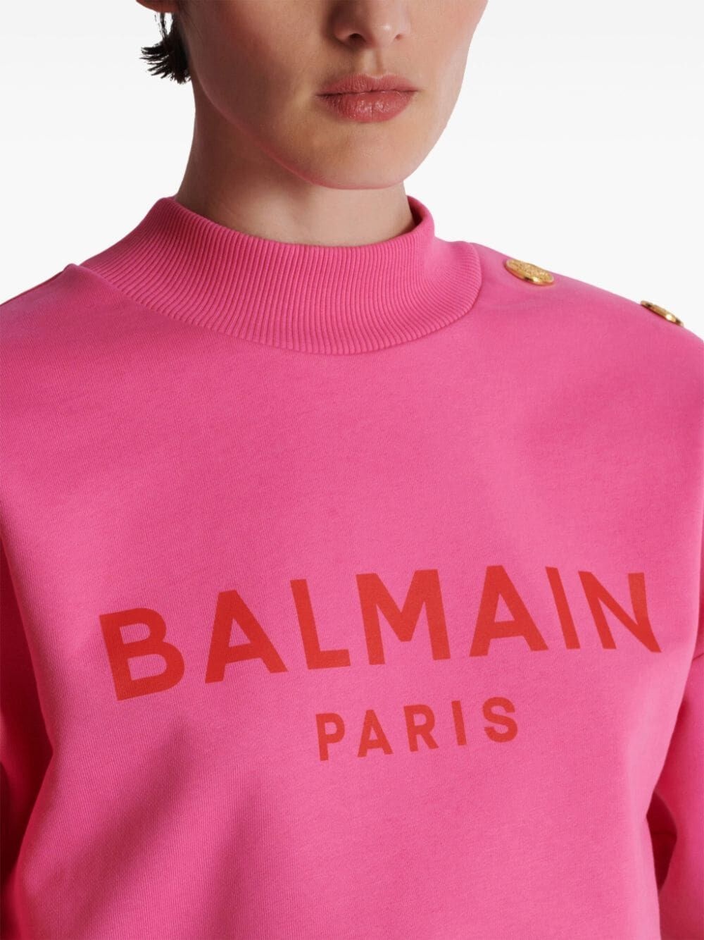 Cropped sweatshirt with balmain paris print - 7