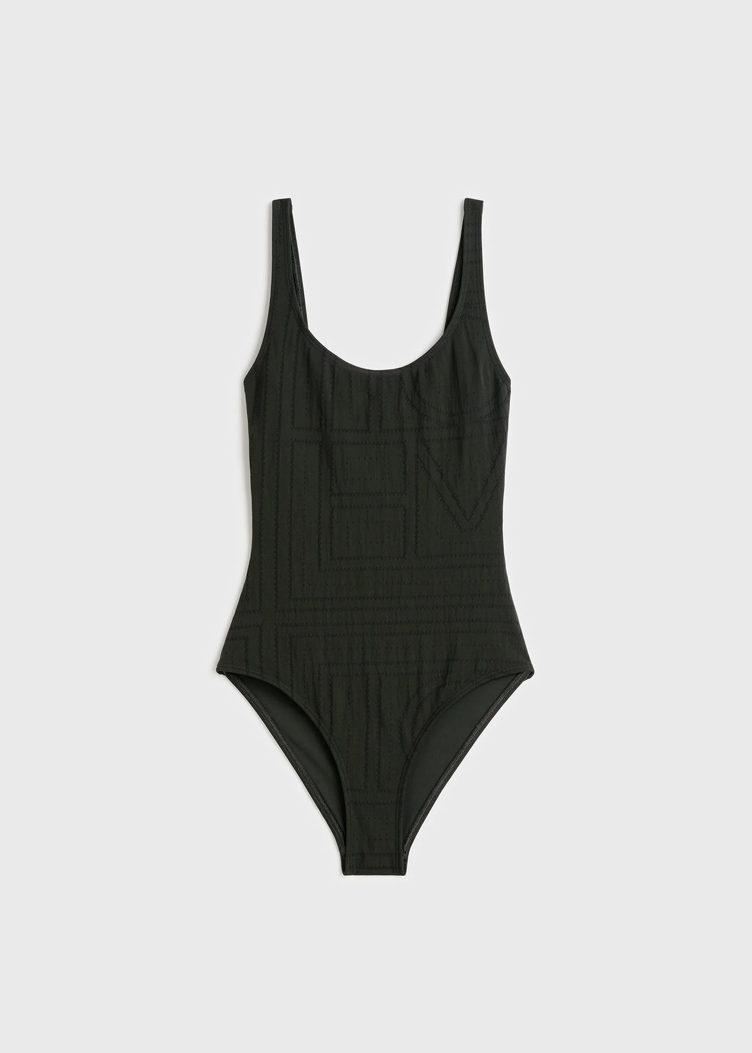 Monogram pointelle swimsuit dark green - 1