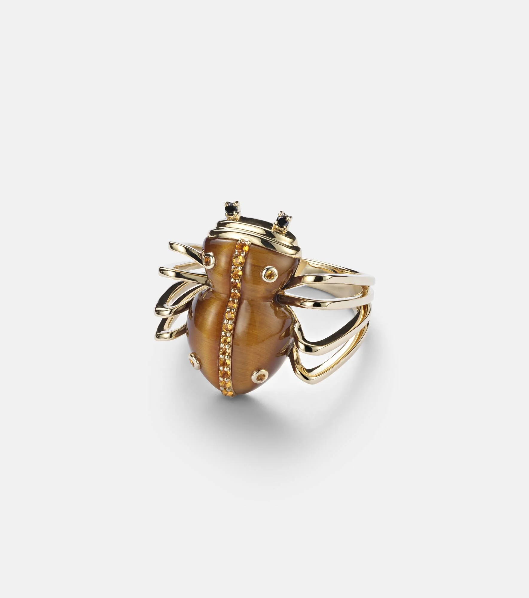 Araignée 9kt gold ring with gemstones - 1