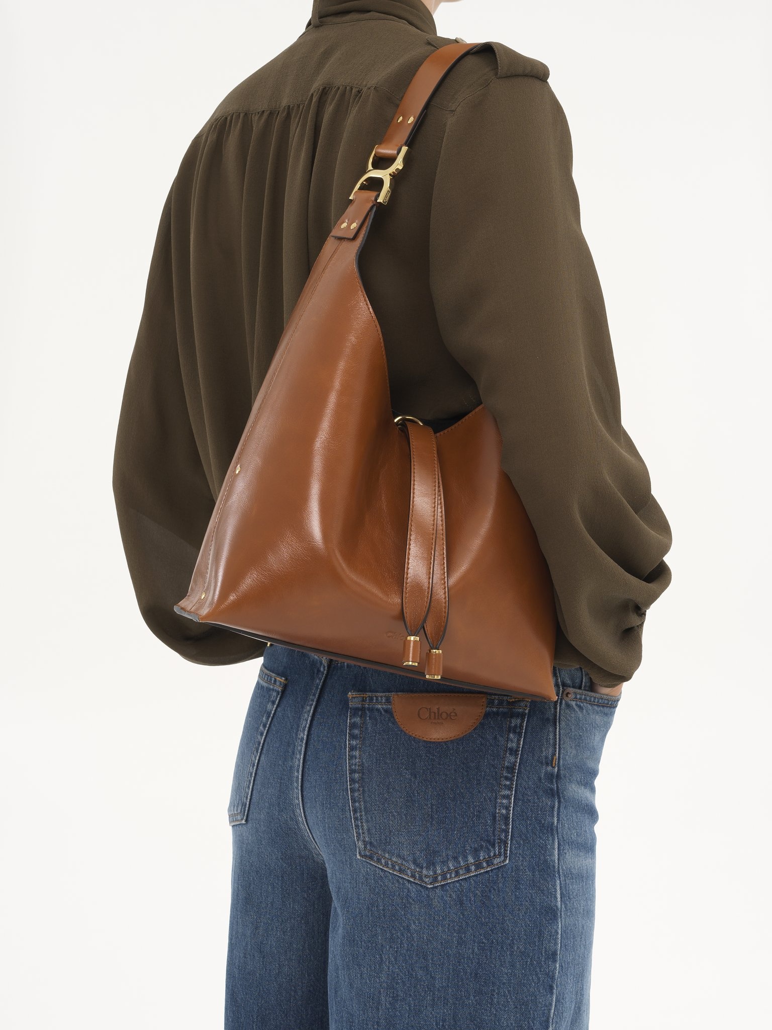 SMALL MARCIE HOBO BAG IN SHINY LEATHER - 2