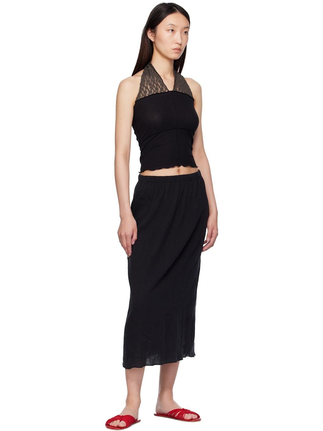 Black Folio Midi Skirt - 4