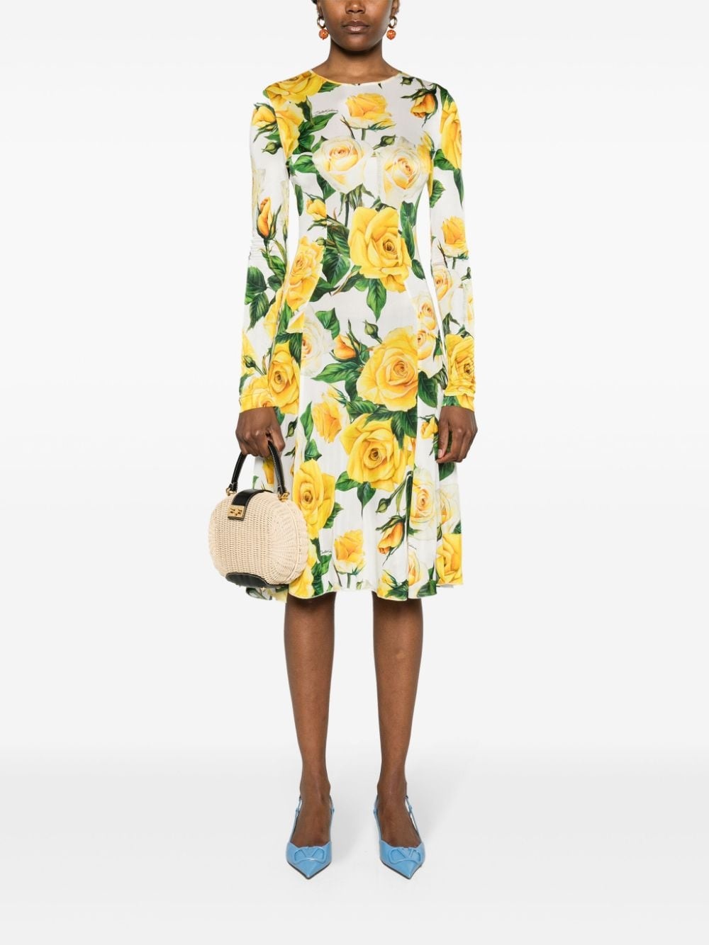 floral-print flared midi dress - 2