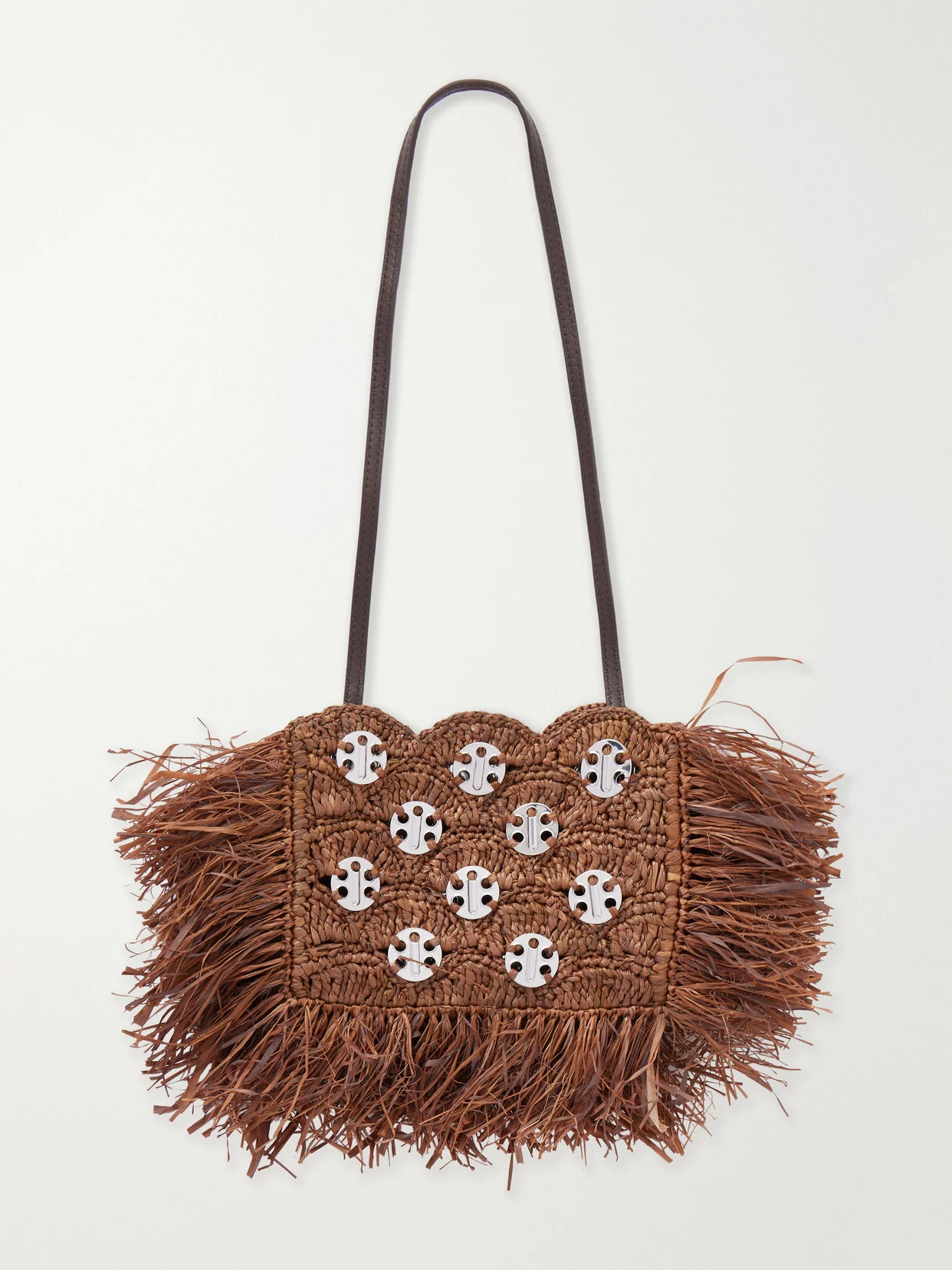 Embellished Raffia Shoulder Bag - 1