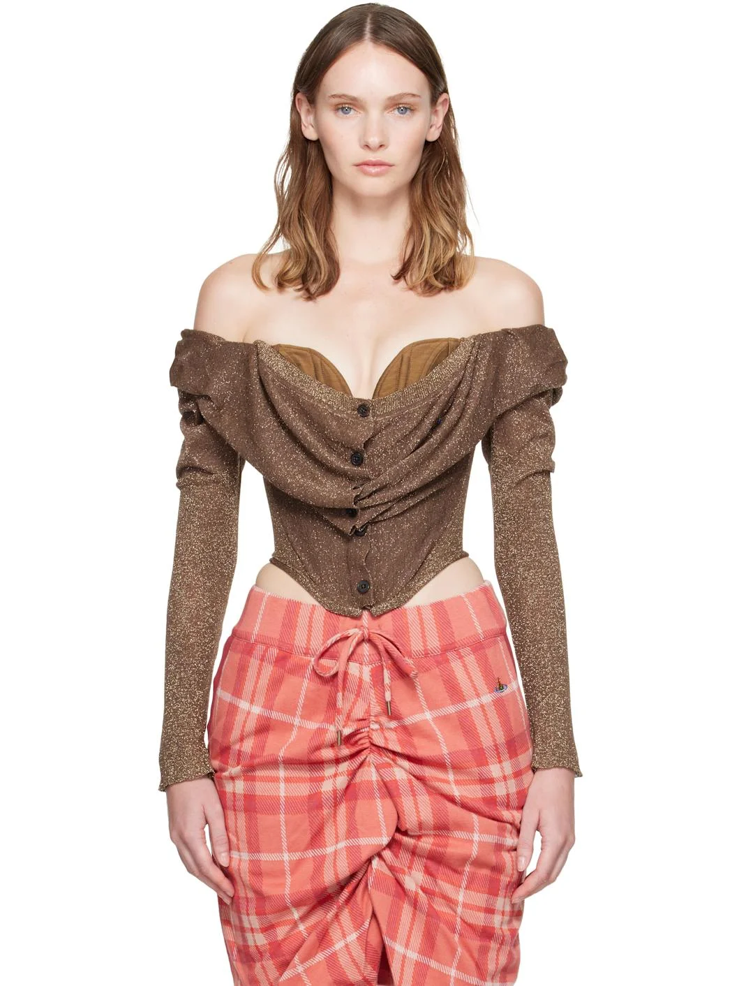 Brown Bea Corset Cardi Top - 1