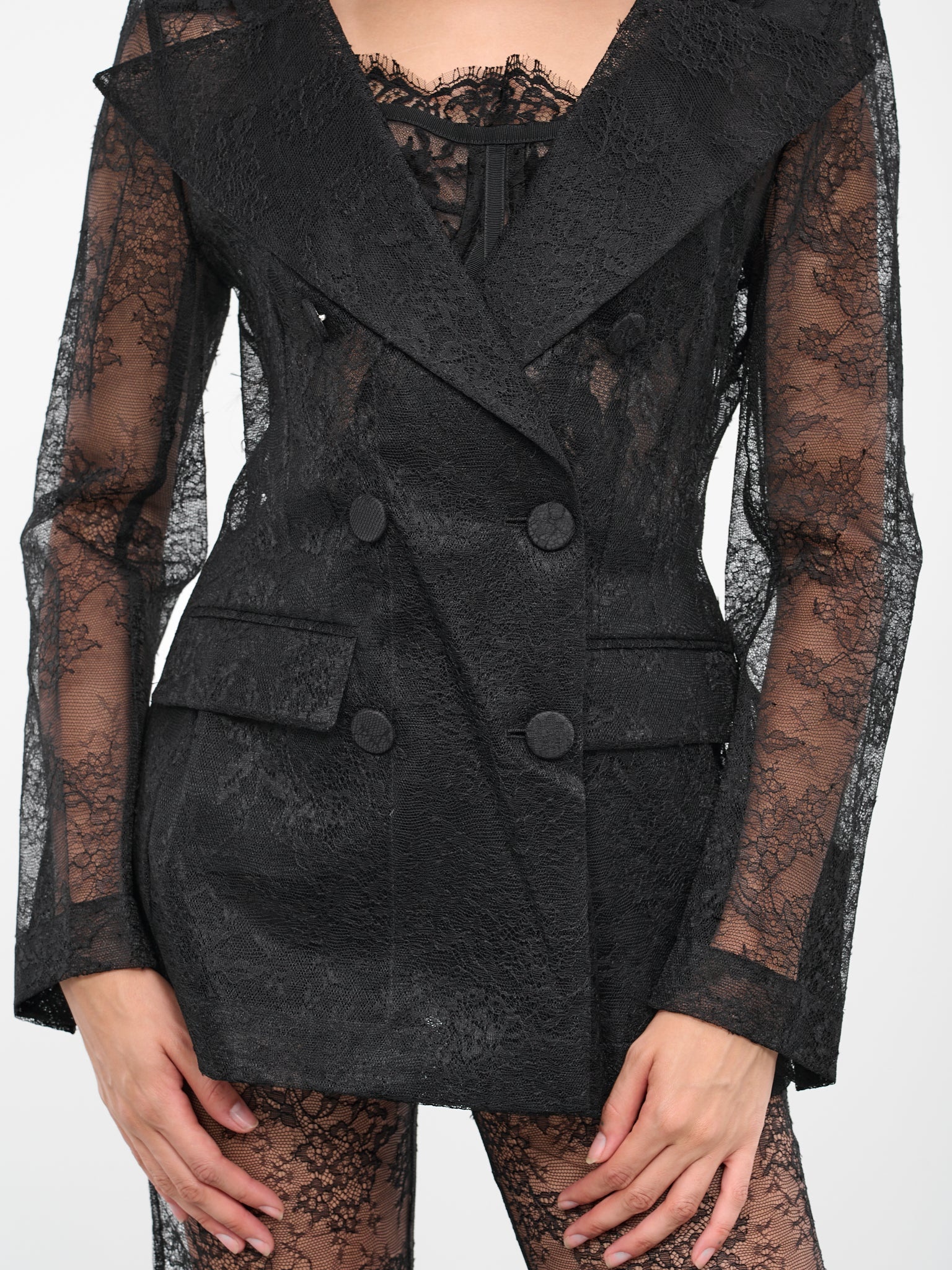 Lace Double-Breasted Blazer - 4