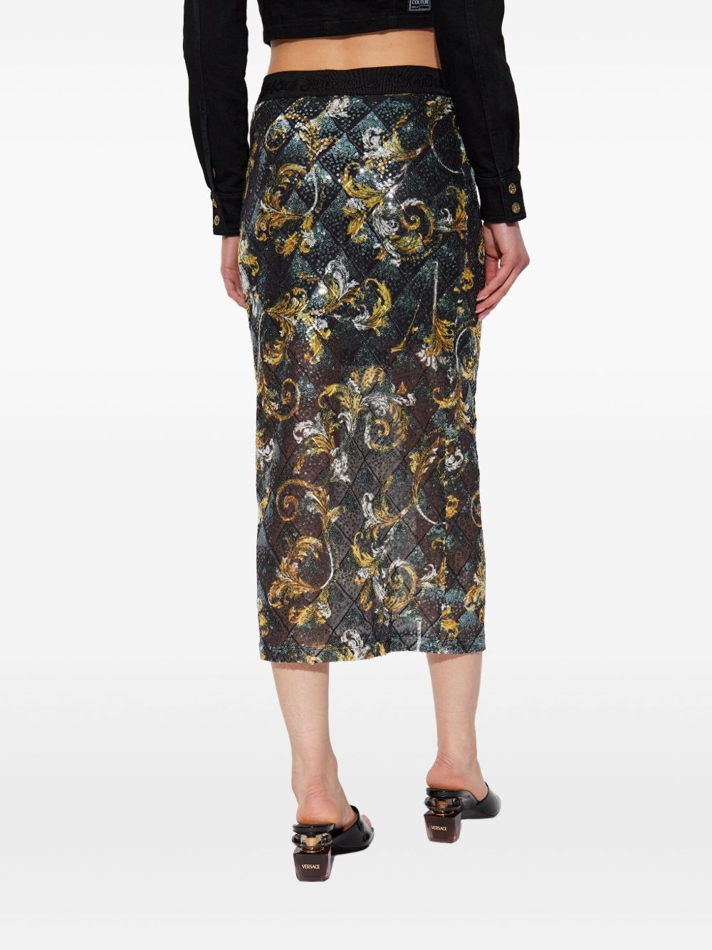 sequin-embellished midi skirt - 4