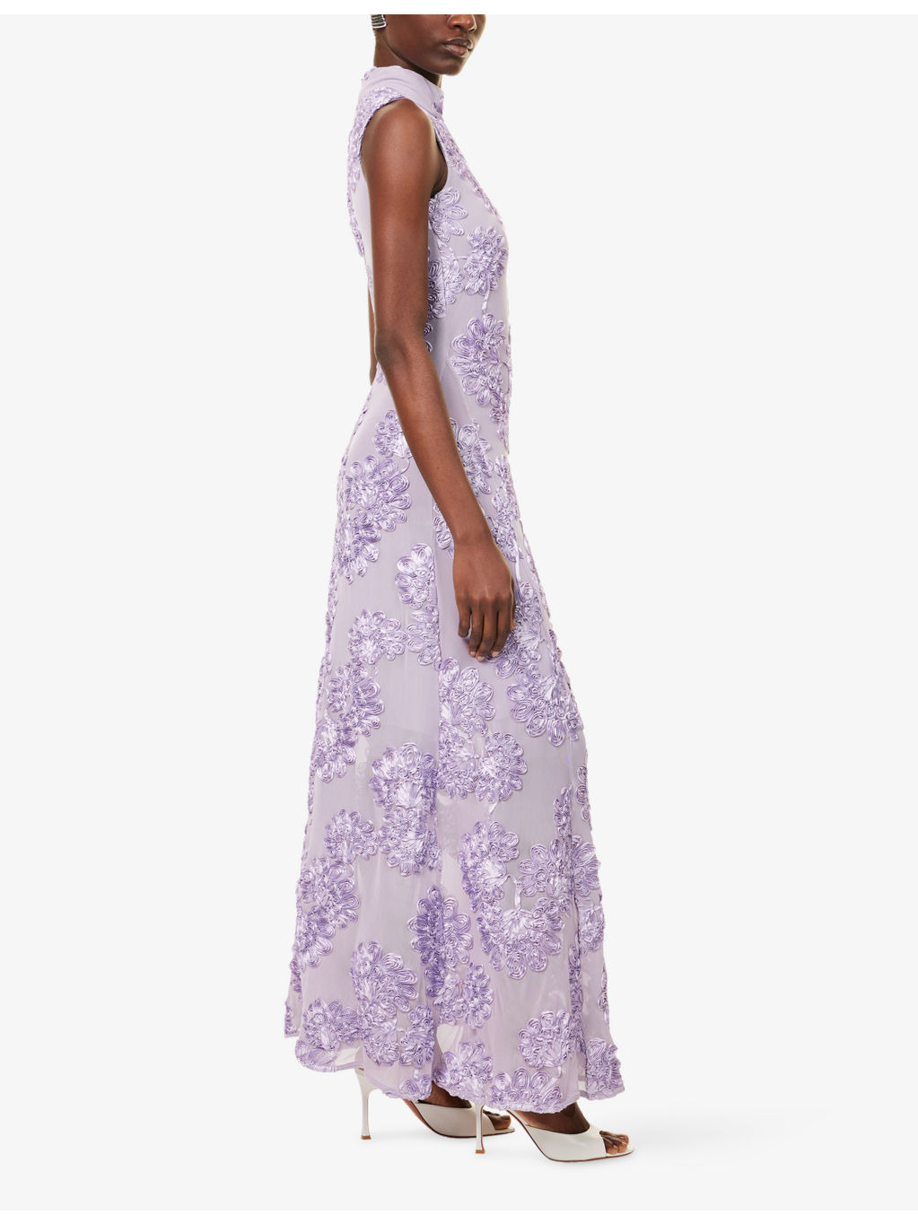 Flower Sleeveless Stretch-Woven Maxi Dress - 3