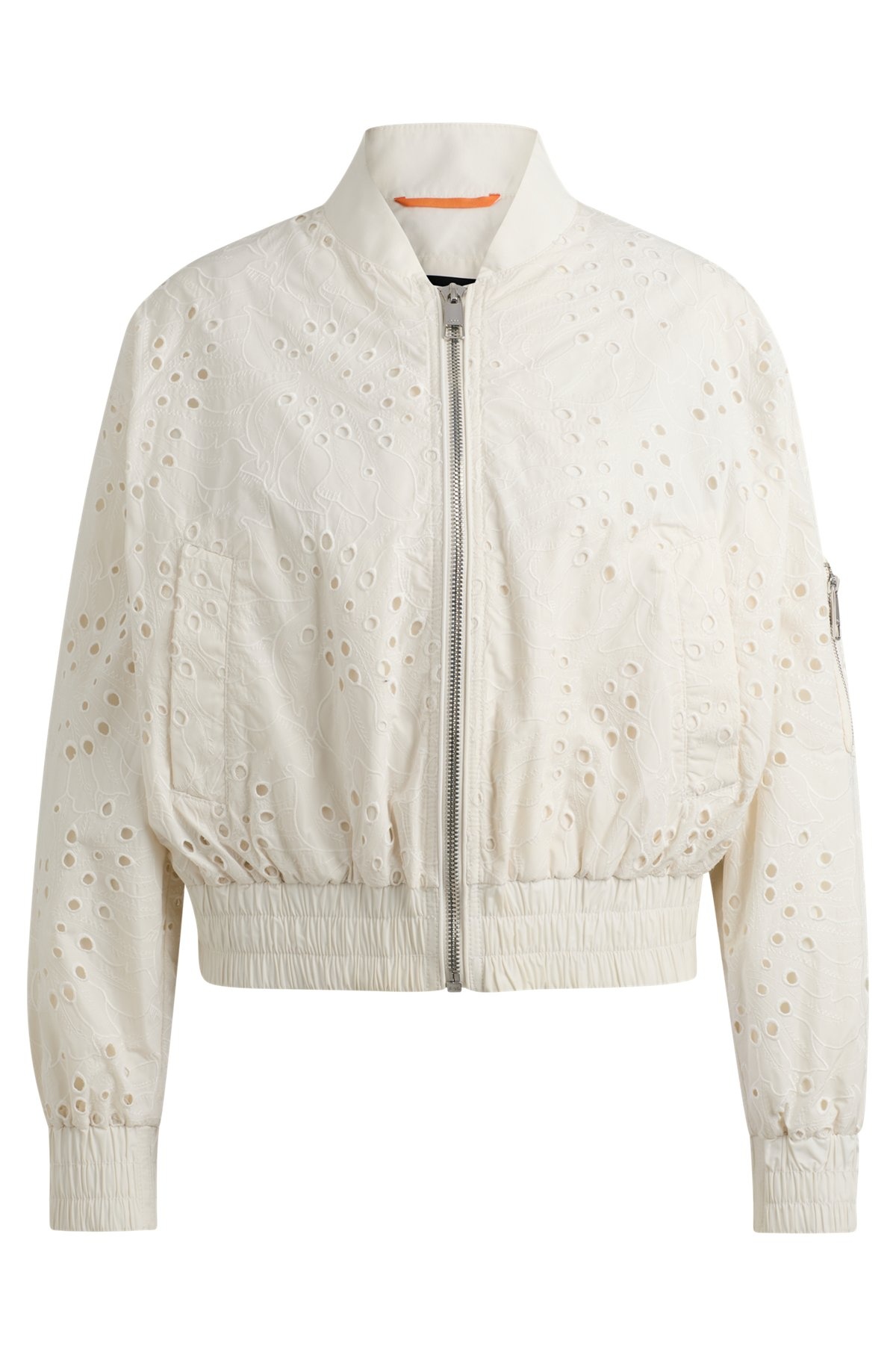 EMBROIDERED BOMBER JACKET WITH ZIPPED SLEEVE POCKET - 1