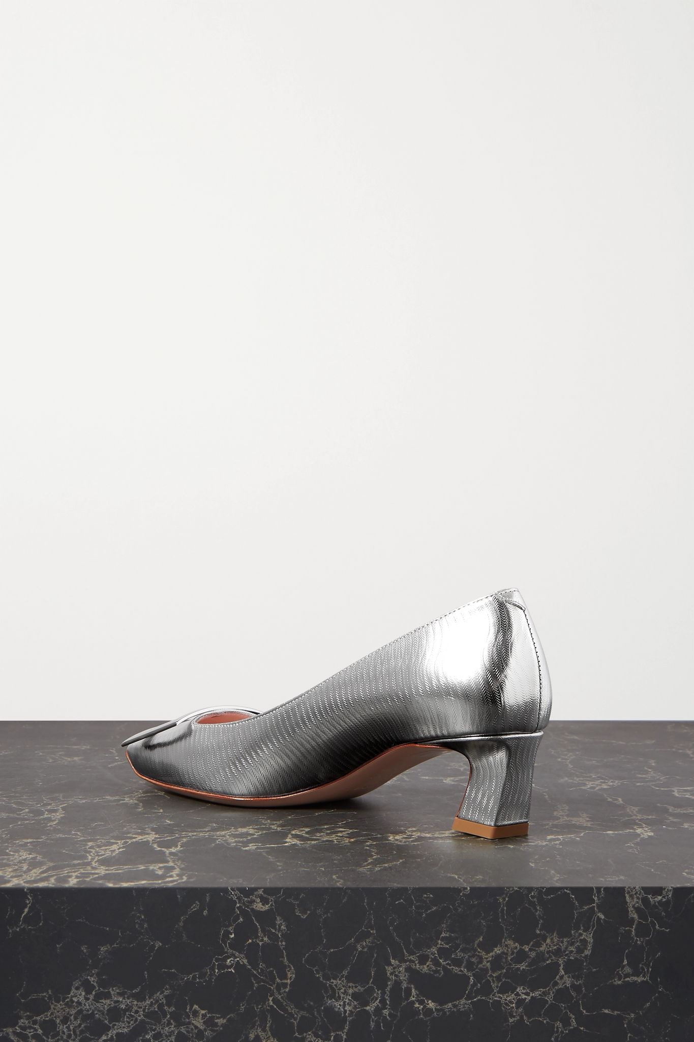 Belle Vivier Trompette metallic textured-leather pumps - 4