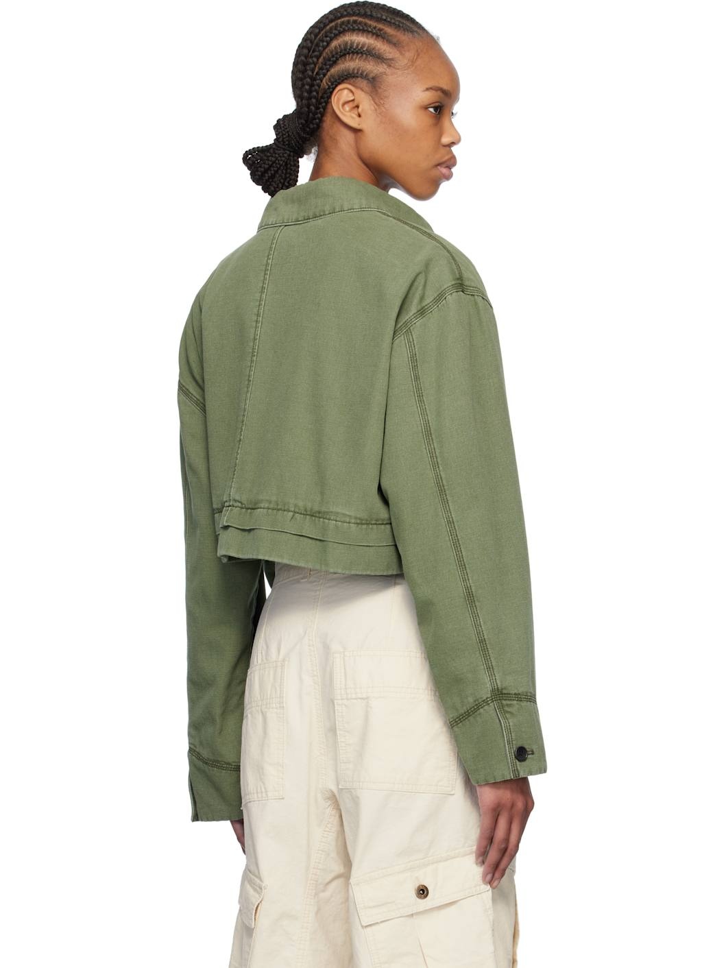 Khaki Cropped Work Jacket - 3