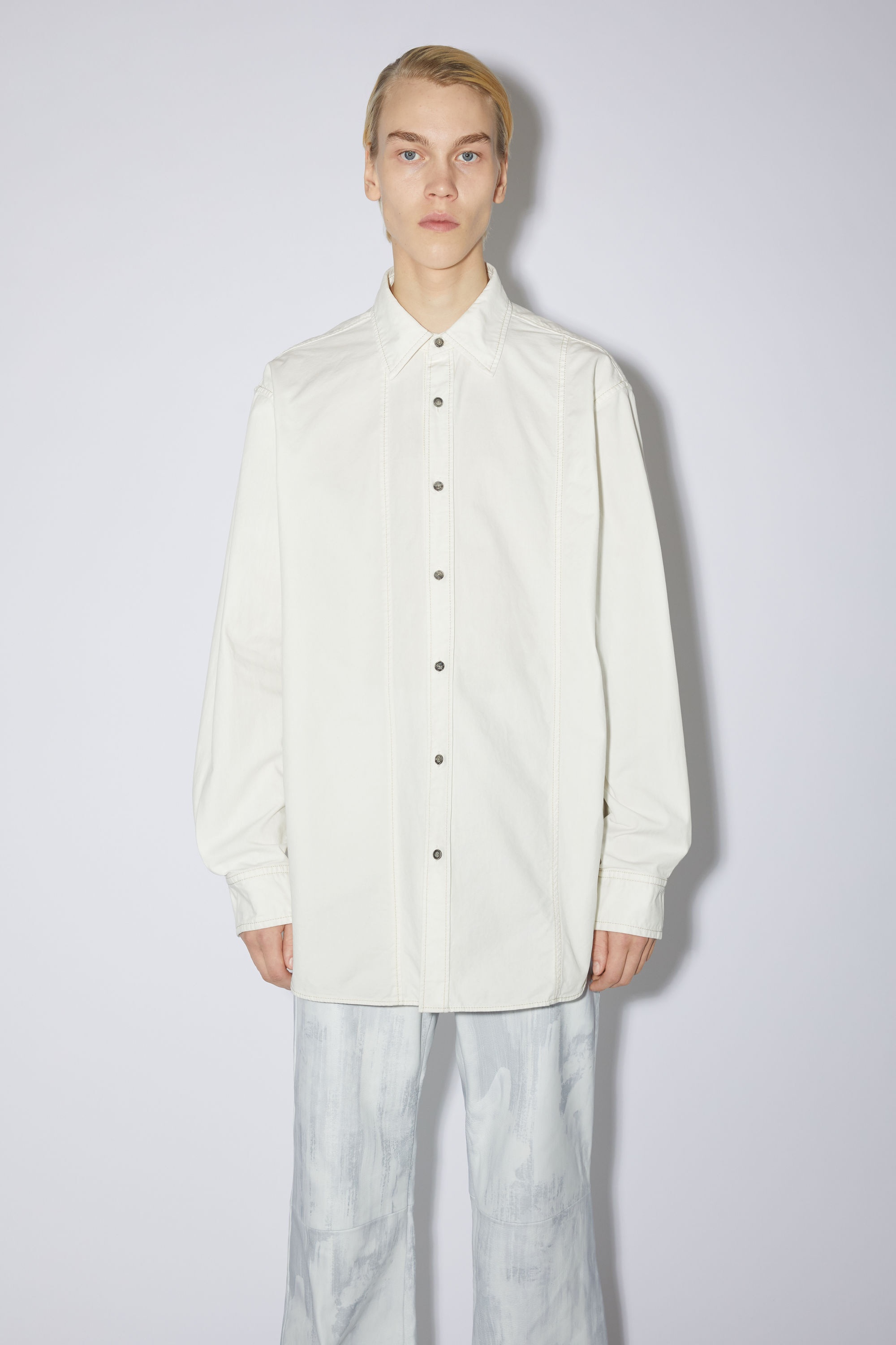 Denim button-up shirt - Ecru beige - 5