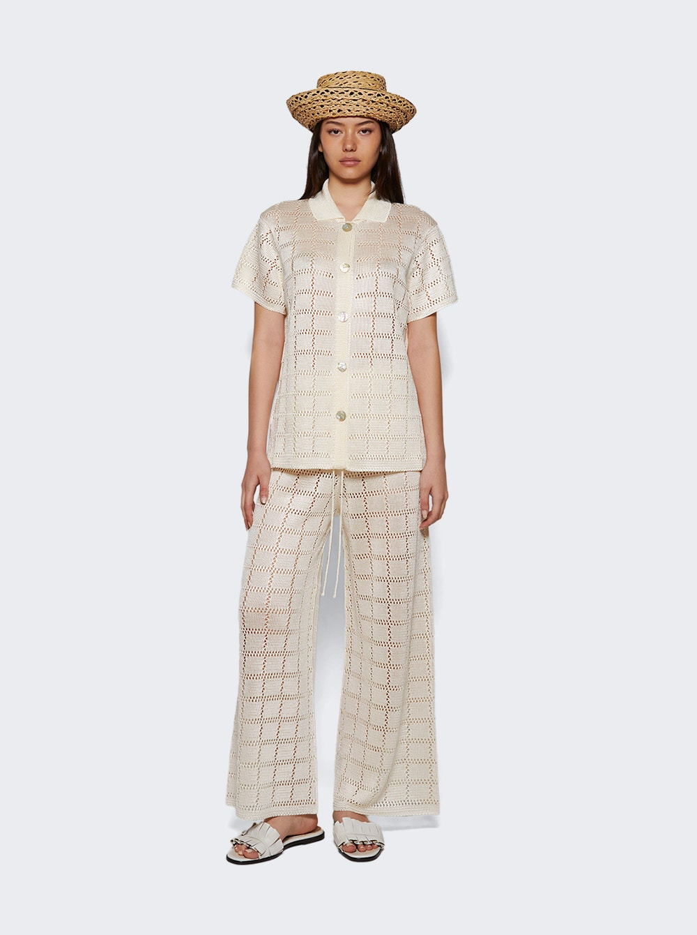 Short Sleeve Patchwork Shirt Natural - 5