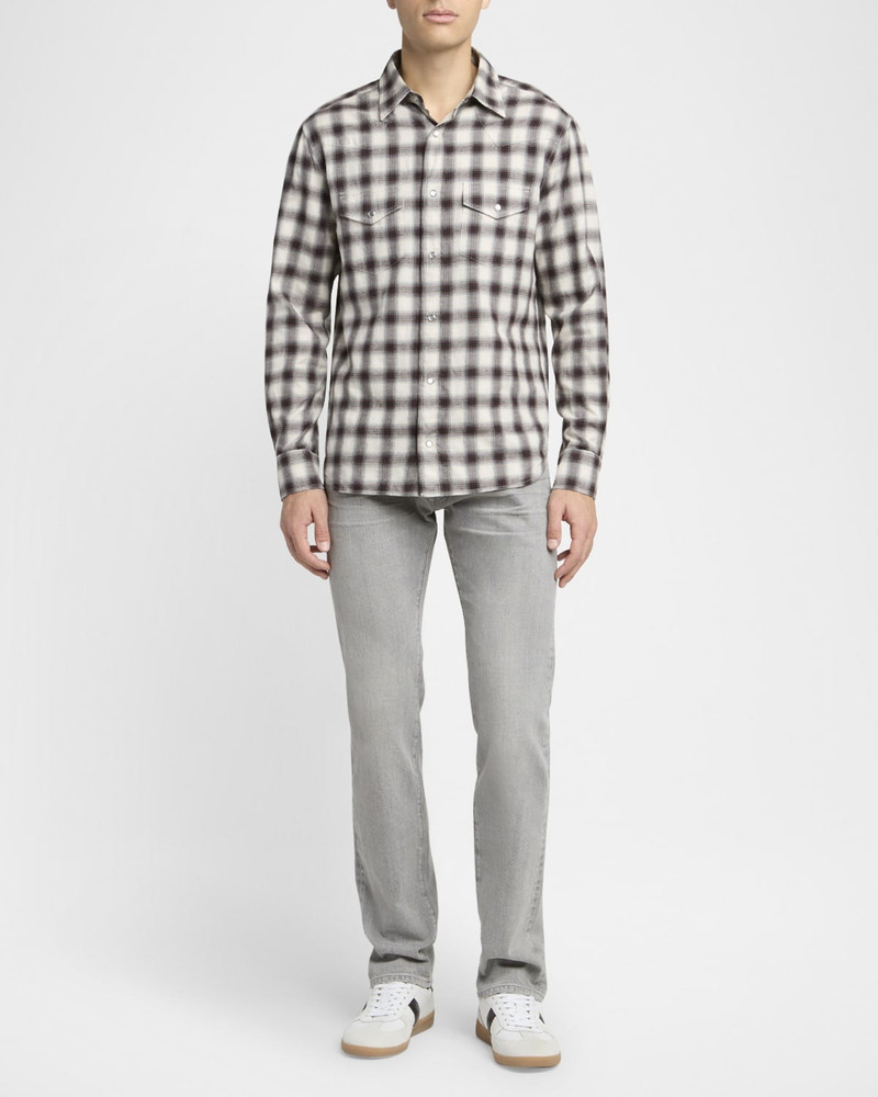 TOM FORD Men's Small Buffalo Plaid Slim Fit Western Shirt outlook