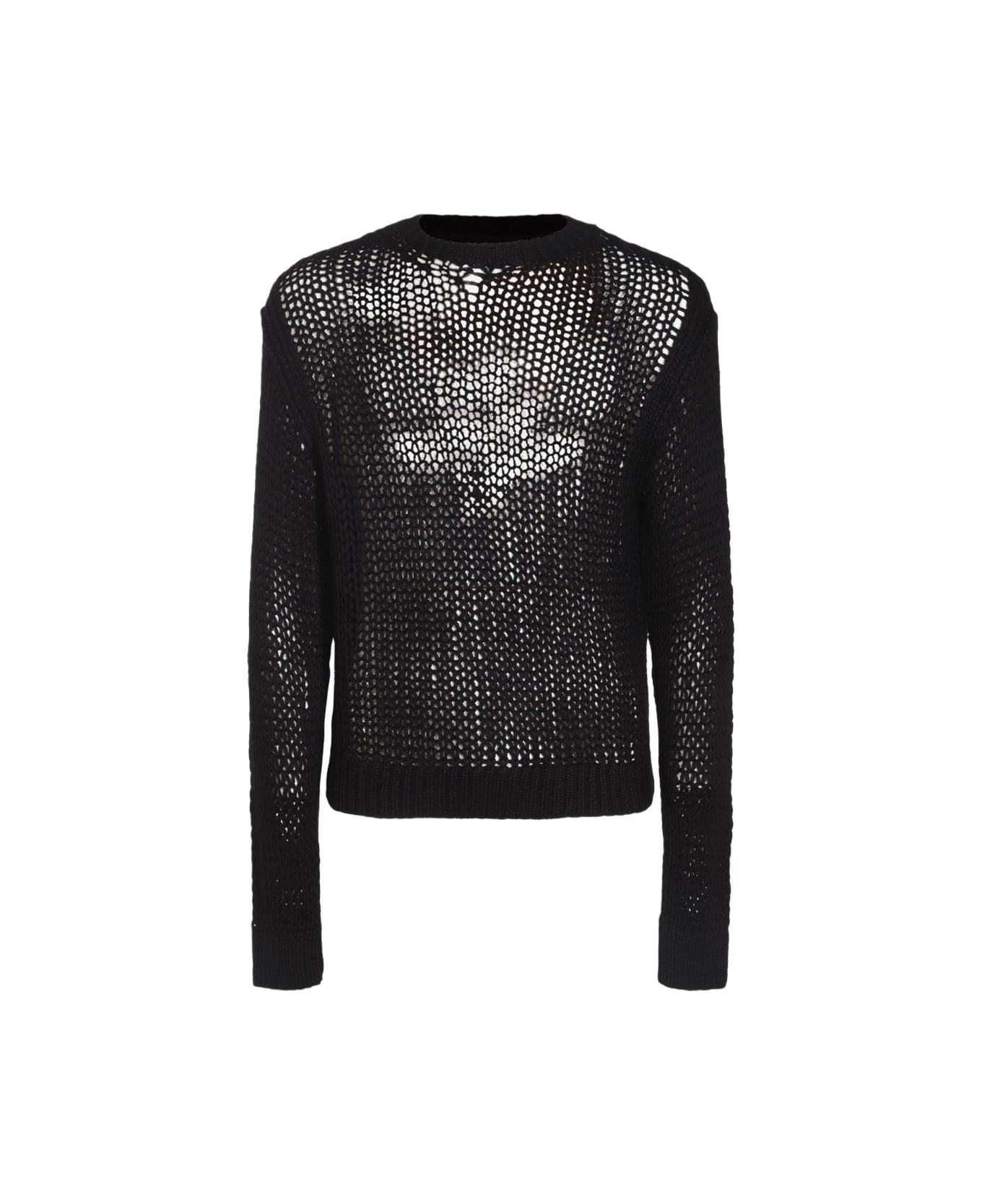 【送料&関税込】Rick Owens Black Wool Knitwear Rick Owens Black wool crew-neck sweater | TheDoubleF
