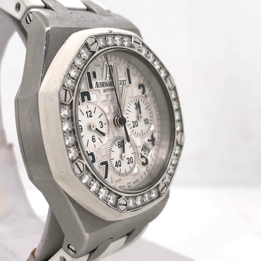 Pre-owned Audemars Piguet Royal Oak Offshore Chronograph Diamond Silver Dial Men's Watch 26048SK.ZZ. - 4