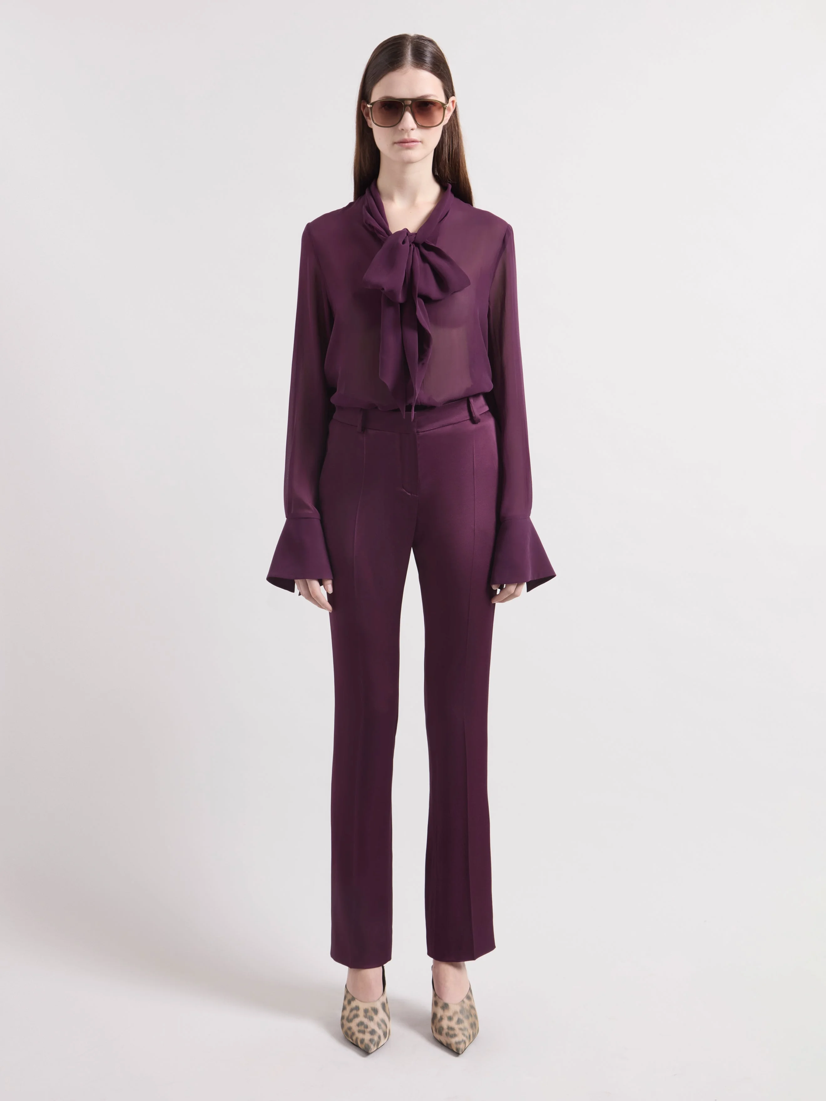 Burgundy Cady Tailoring Pants - 1