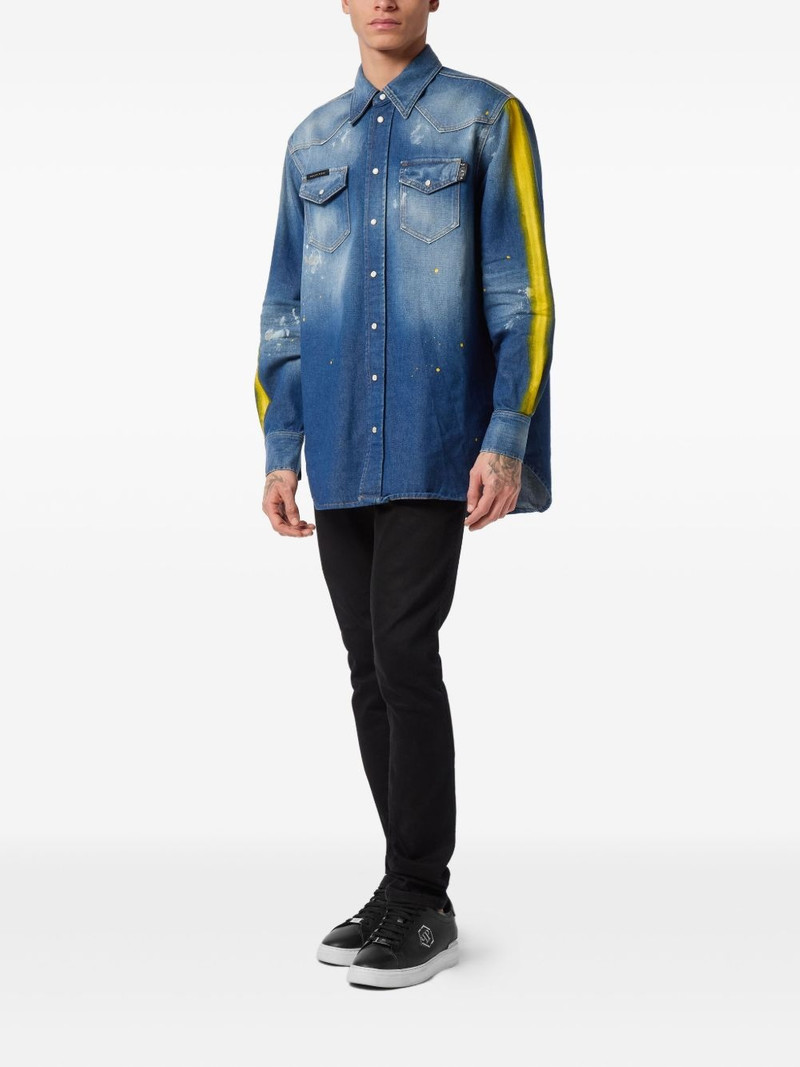 PHILIPP PLEIN paint-splattered denim shirt outlook