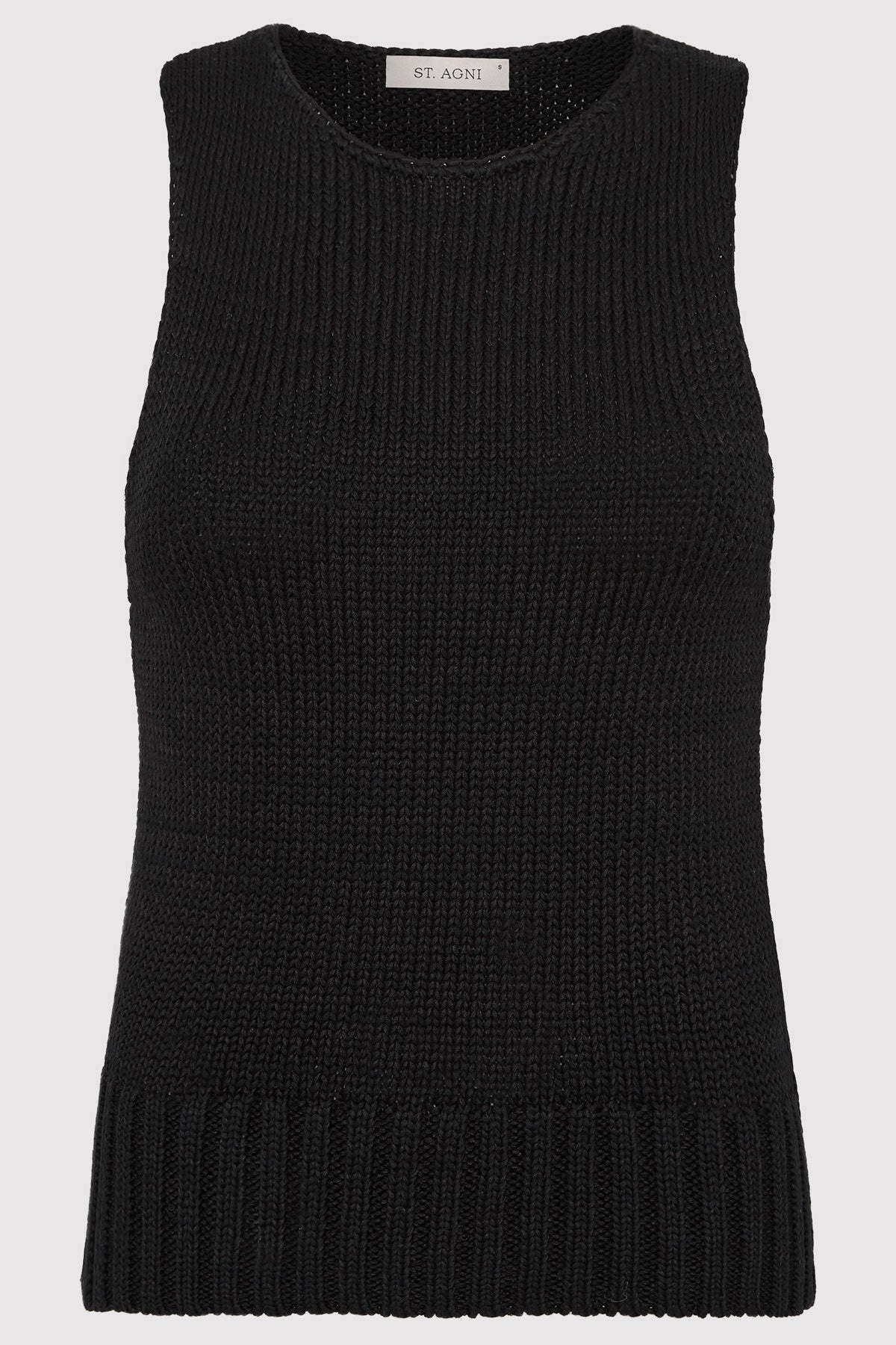 Linen Silk Blend Tank - Black - 1