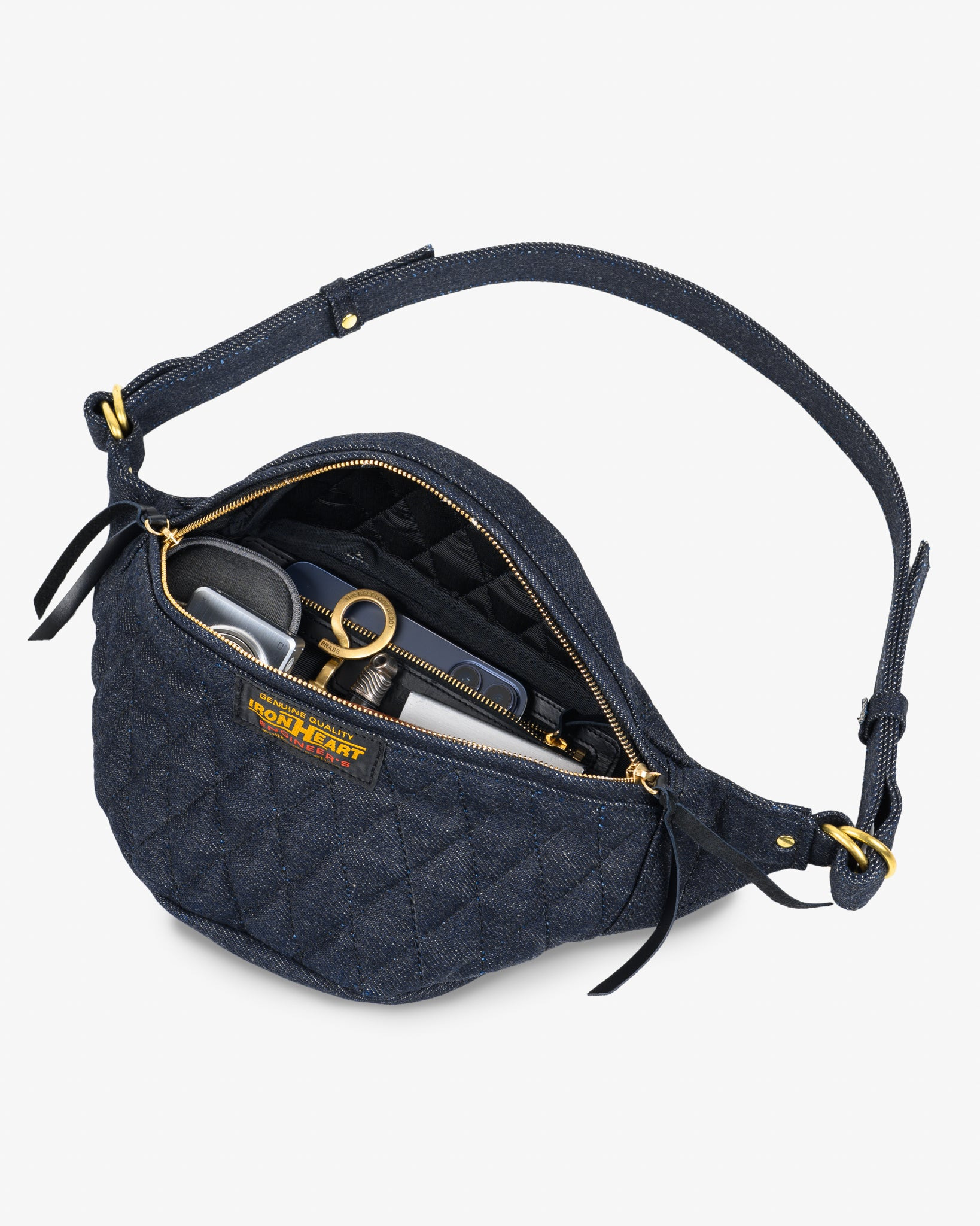 IHE-51-IND Diamond Stitched 25oz Selvedge Denim Waist Bag - Indigo - 6