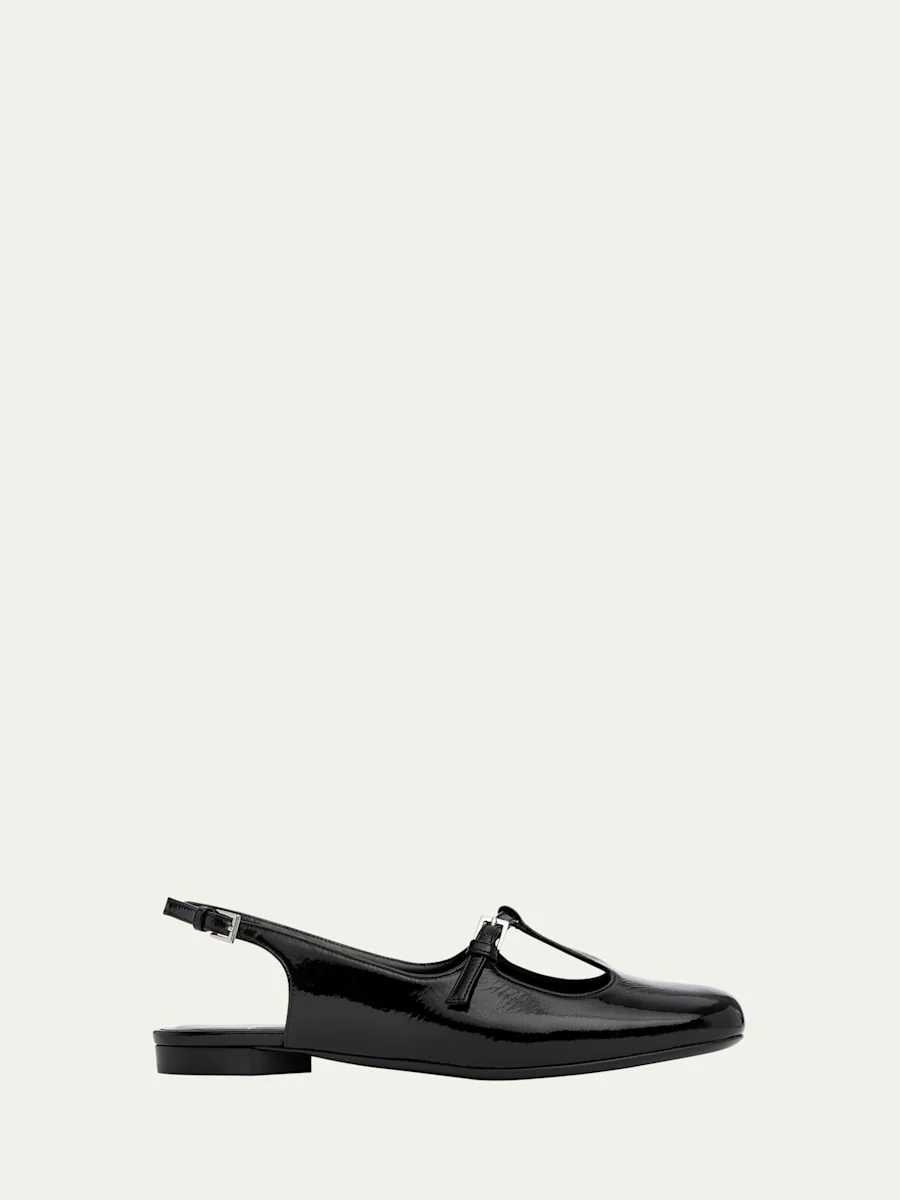 Mia Patent Leather Mary Jane Slingback Flats - 1