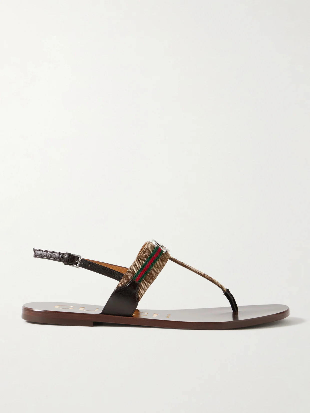Kika Logo-embellished Webbing And Leather-trimmed Canvas-jacquard Sandals - 1