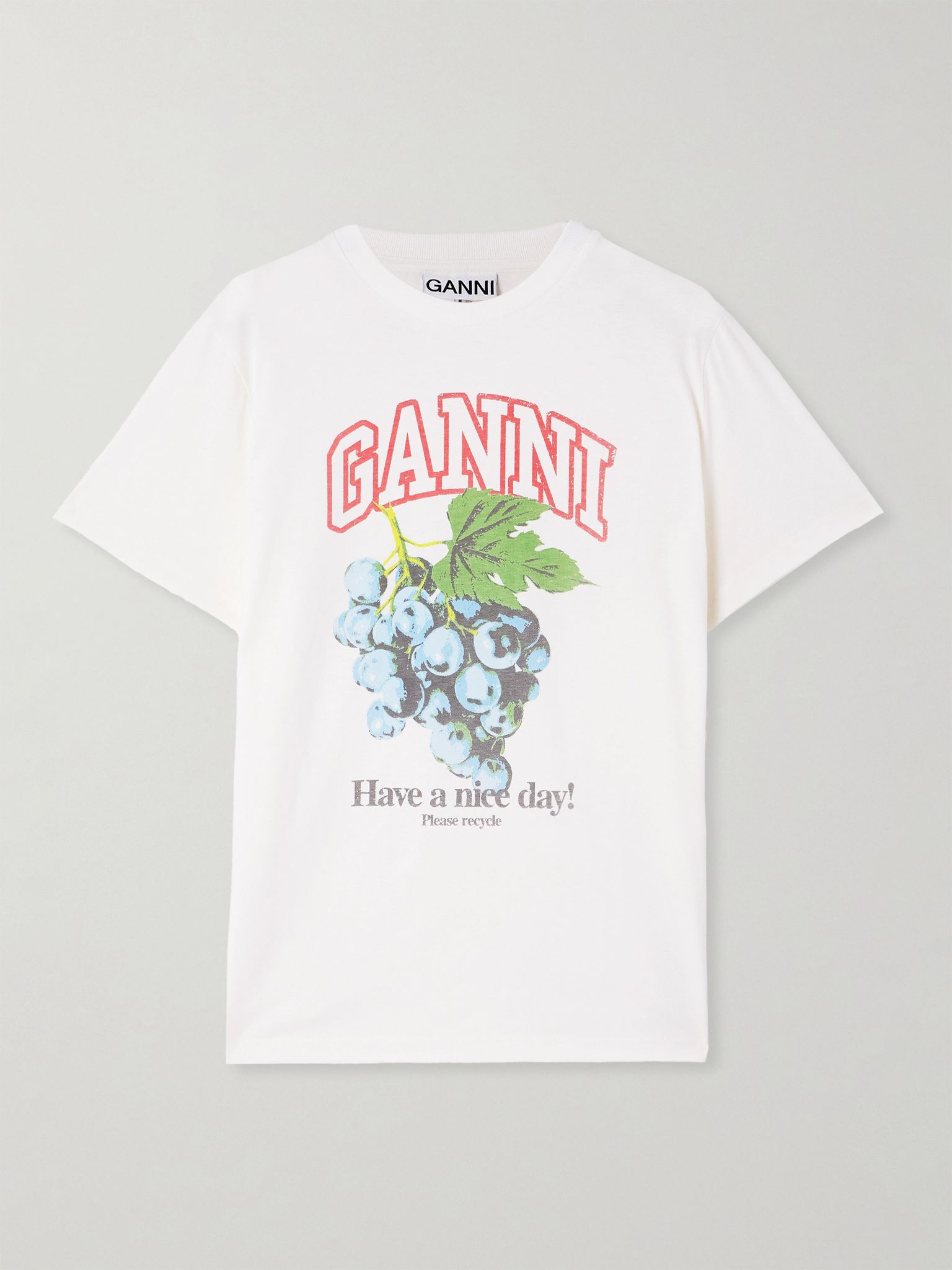 Grapes printed organic cotton-jersey T-shirt White - 1