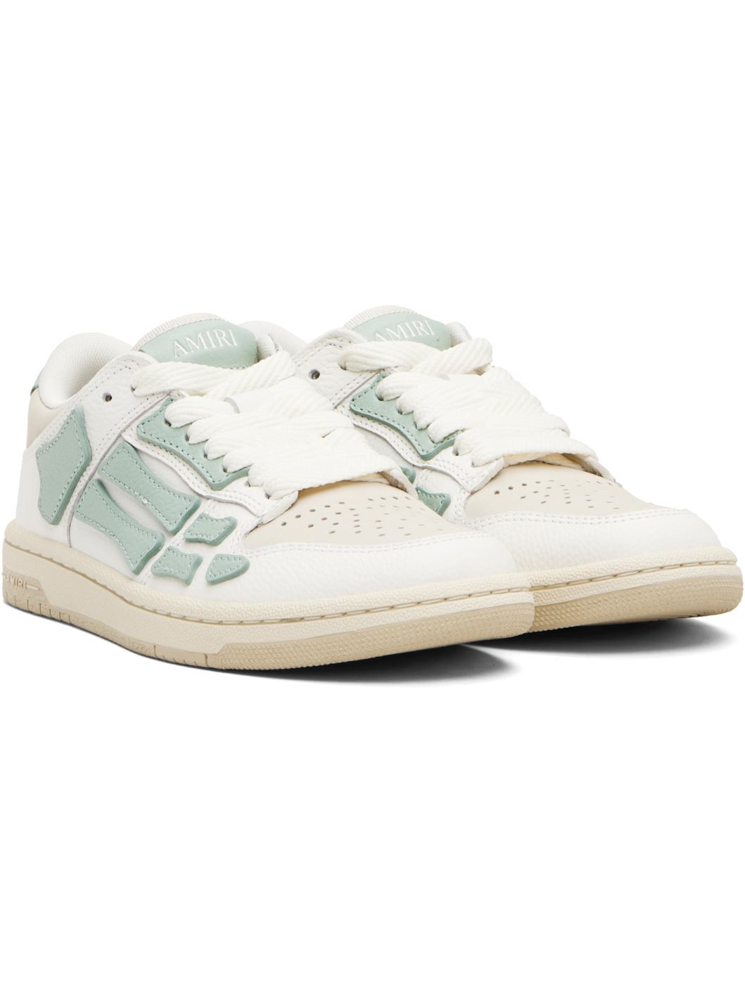 White & Green Skel Top Low Sneakers - 4