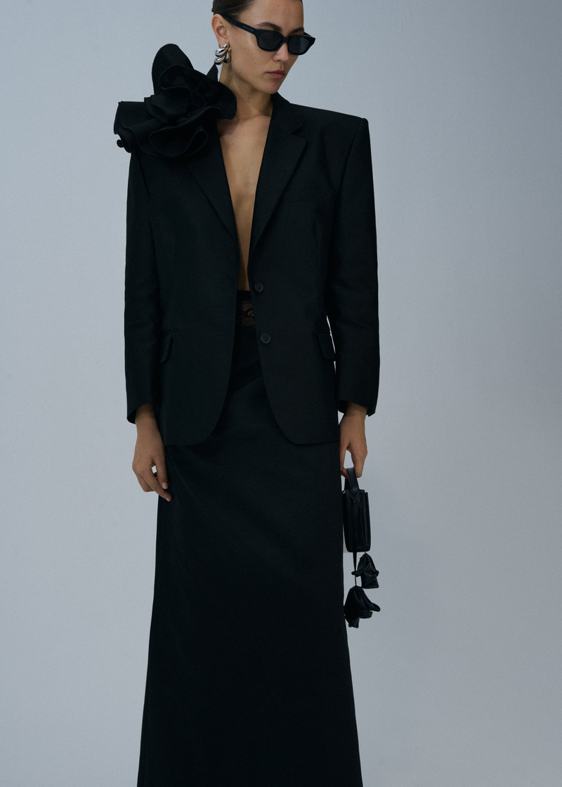 MAGDA BUTRYM Cotton draped midi skirt in black outlook