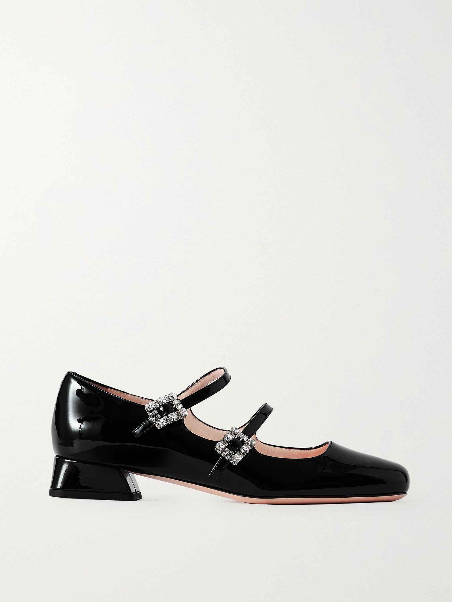 Mini Très Vivier 25 crystal-embellished patent-leather pumps Black - 1