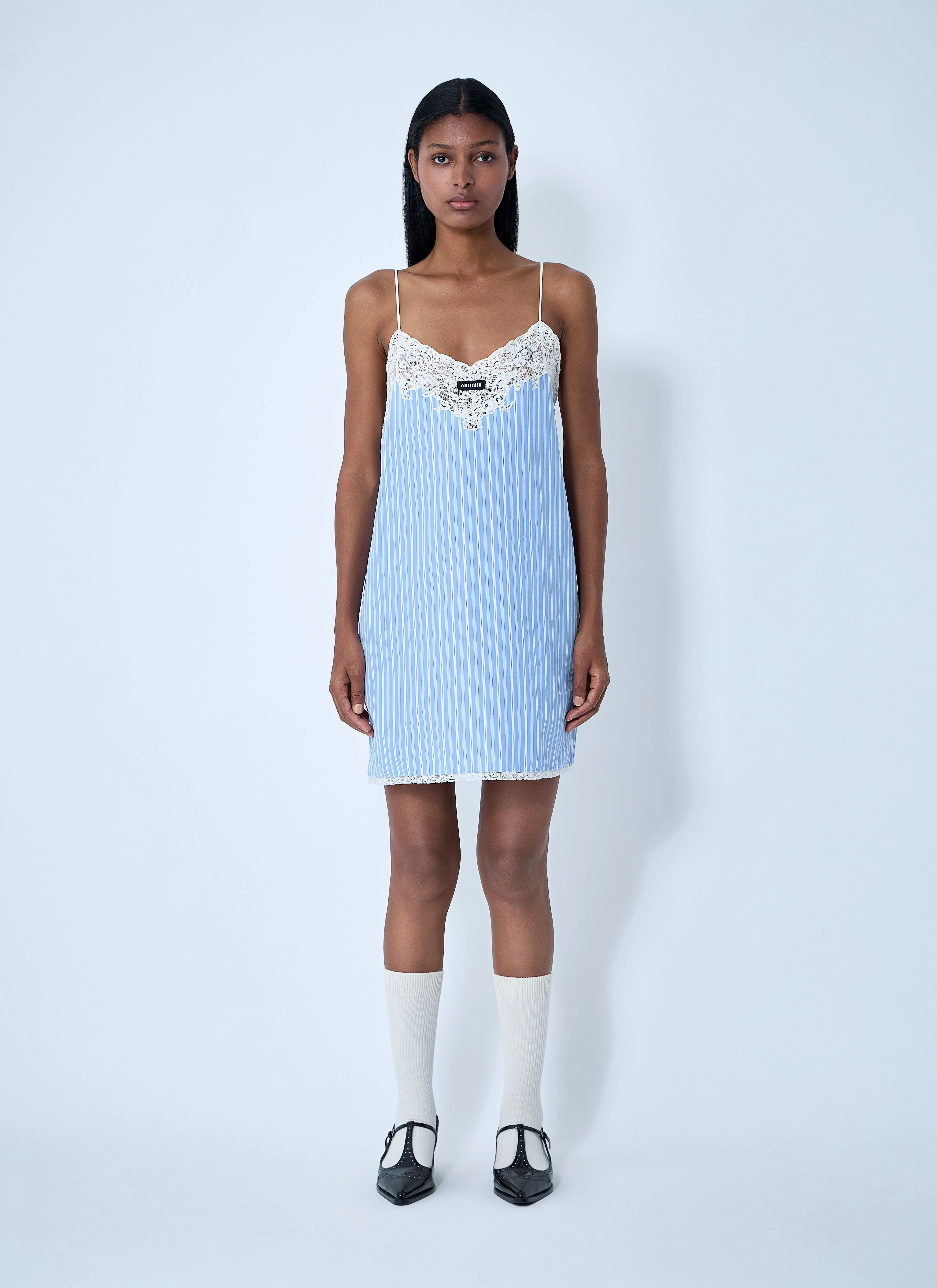 Miu Miu Women Striped Slip Mini Dress - 1