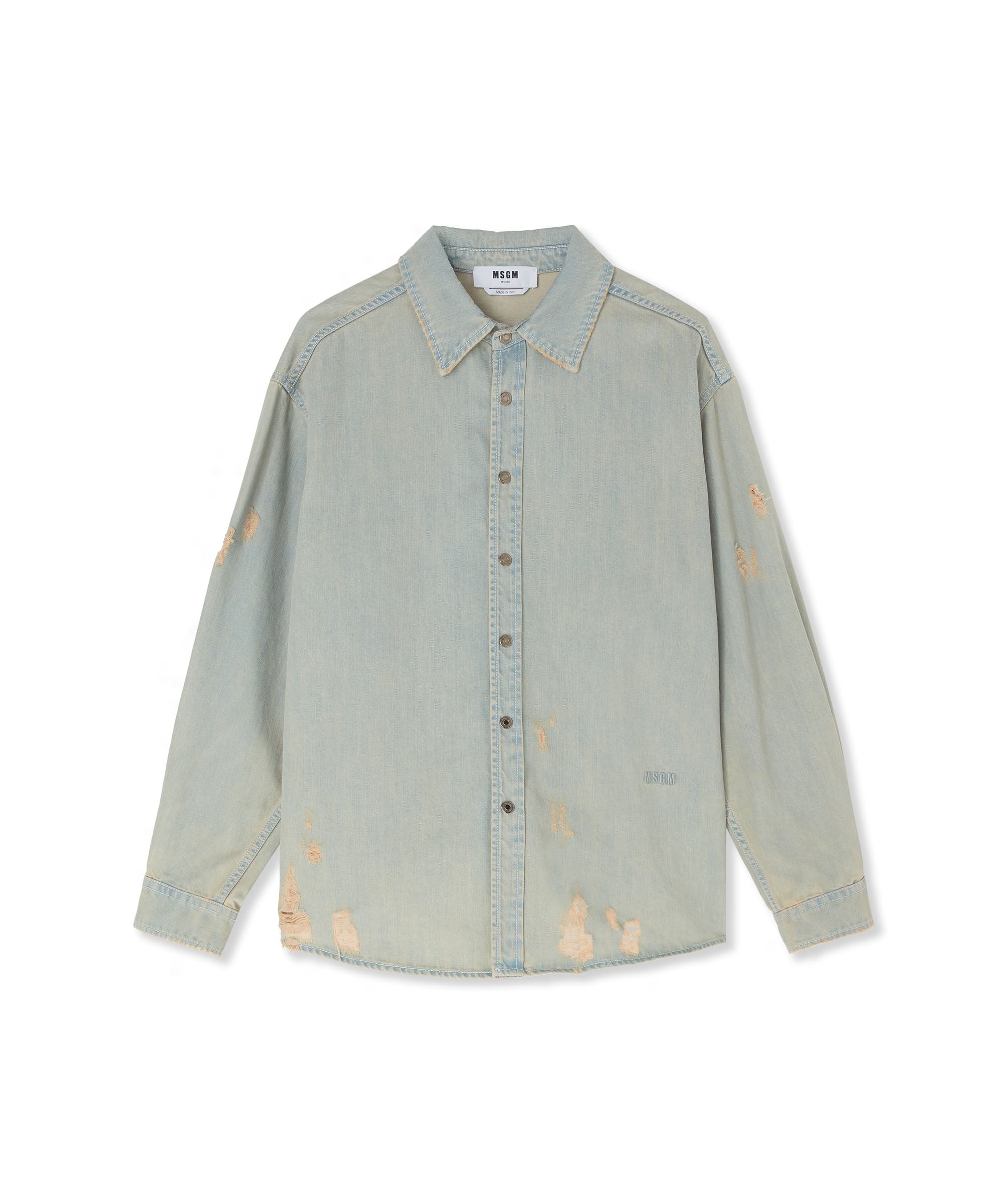 Light denim shirt with breaks - 1