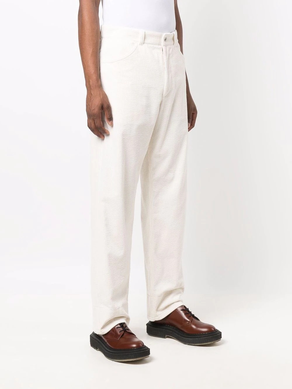 straight leg corduroy trousers - 3