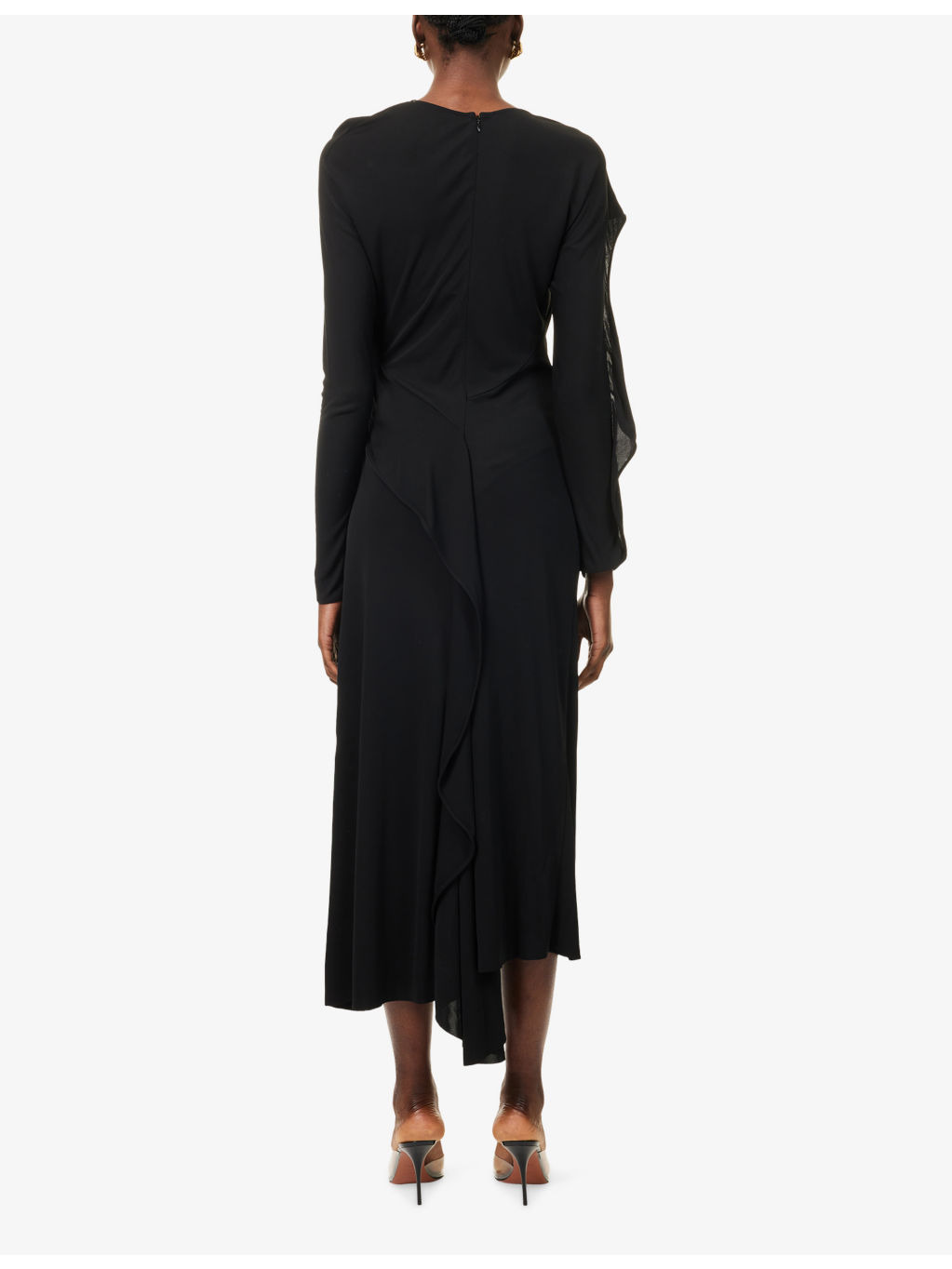 Asymmetric Draped Jersey Midi Dress - 4