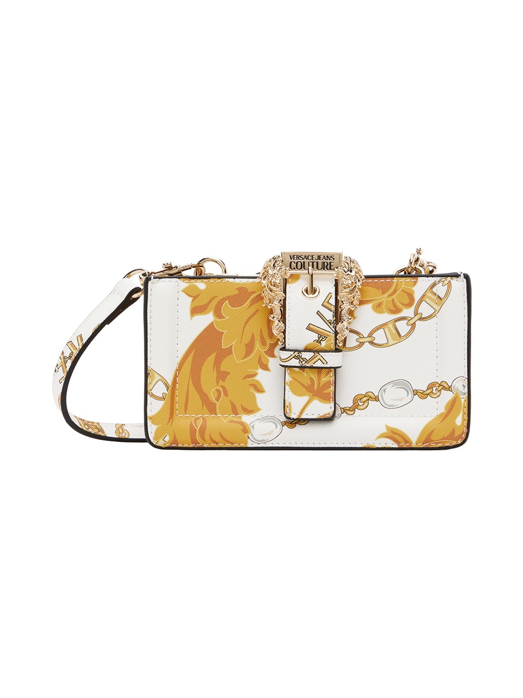 White & Gold Pin-Buckle Bag - 1