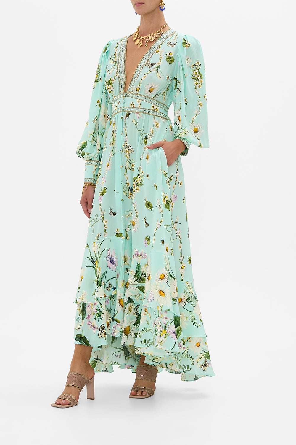 LONG BUTTON FRONT DRESS - 4