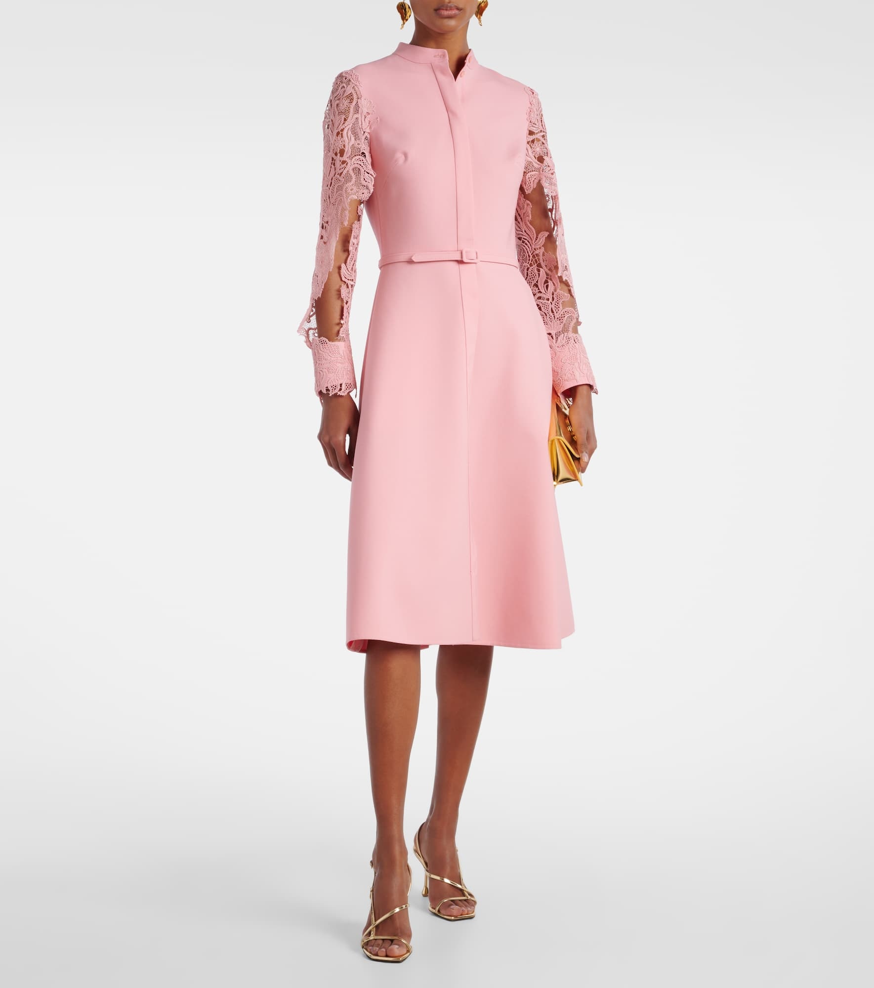Guipure lace-trimmed wool-blend midi dress - 2