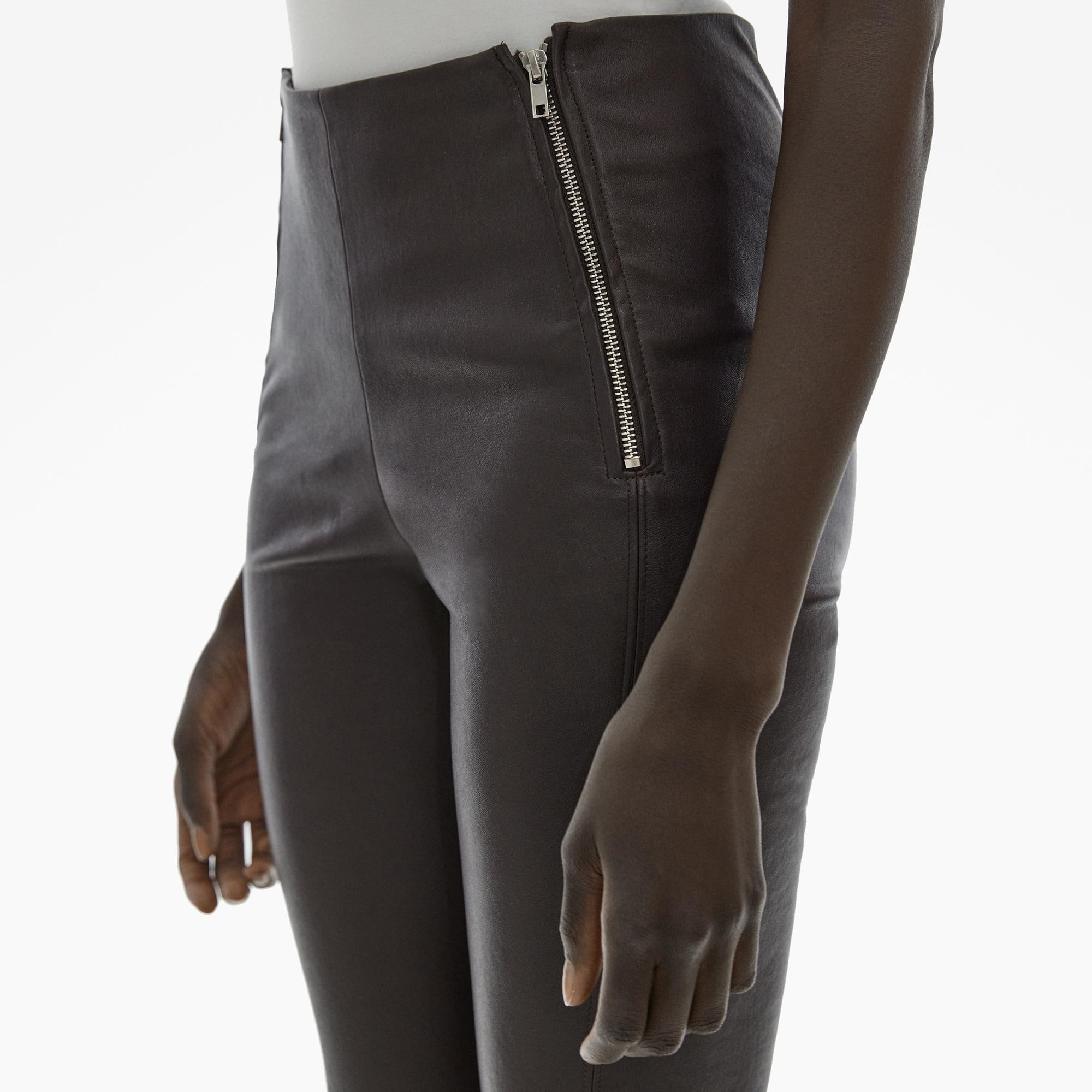 LEATHER ZIP SKINNY PANT - 7