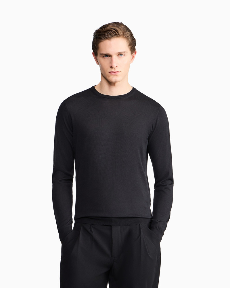 GIORGIO ARMANI Long-sleeved, crew-neck jumper in silk and cotton outlook