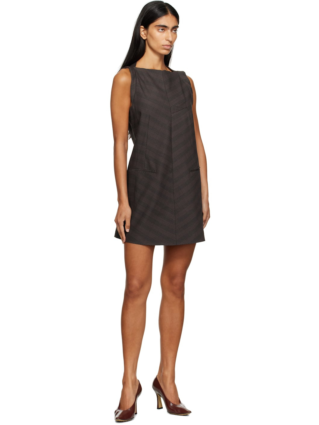 Brown & Black Check Minidress - 4