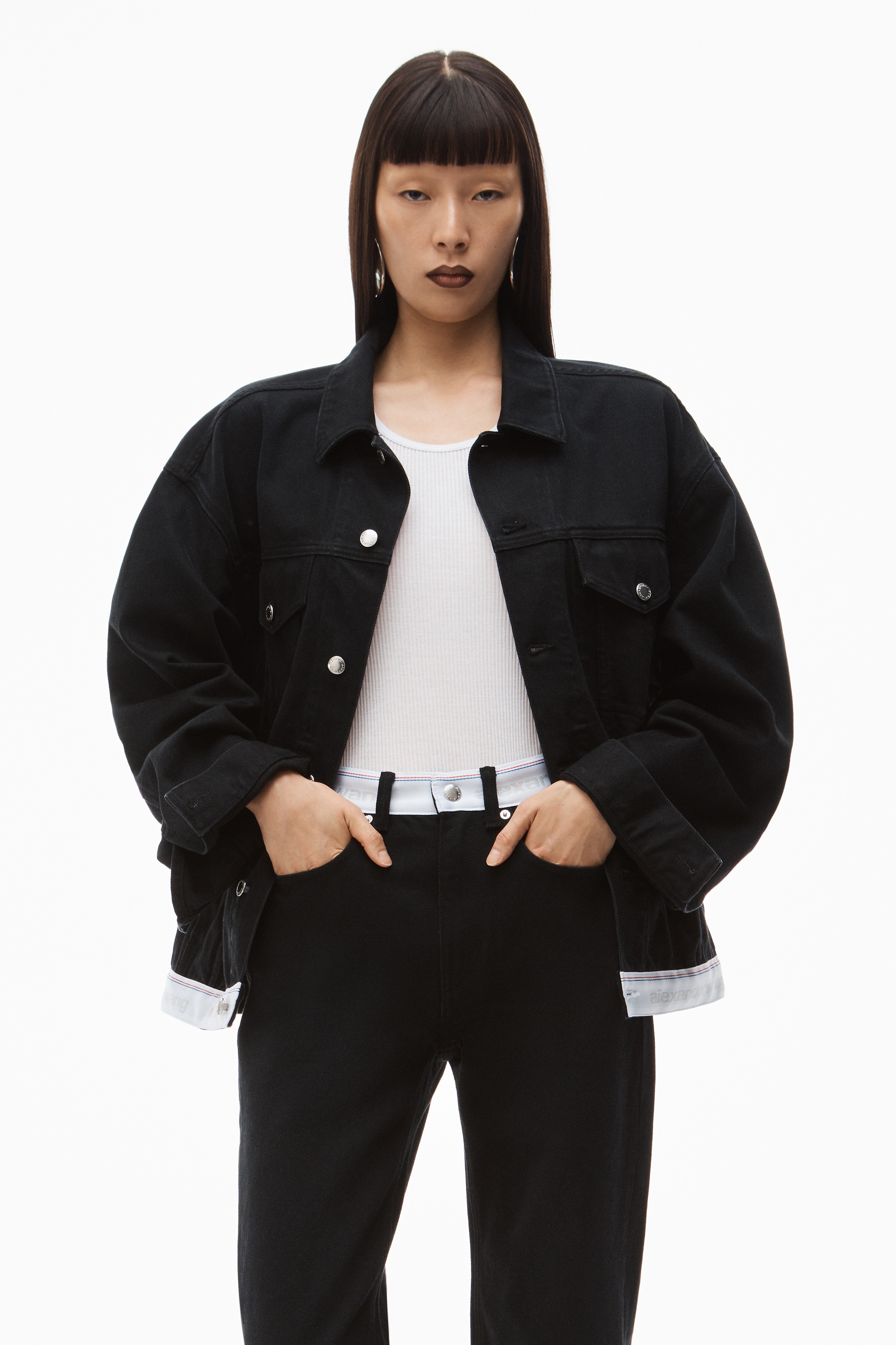 LOGO STRAIGHT JEAN IN WASHED BLACK DENIM - 6
