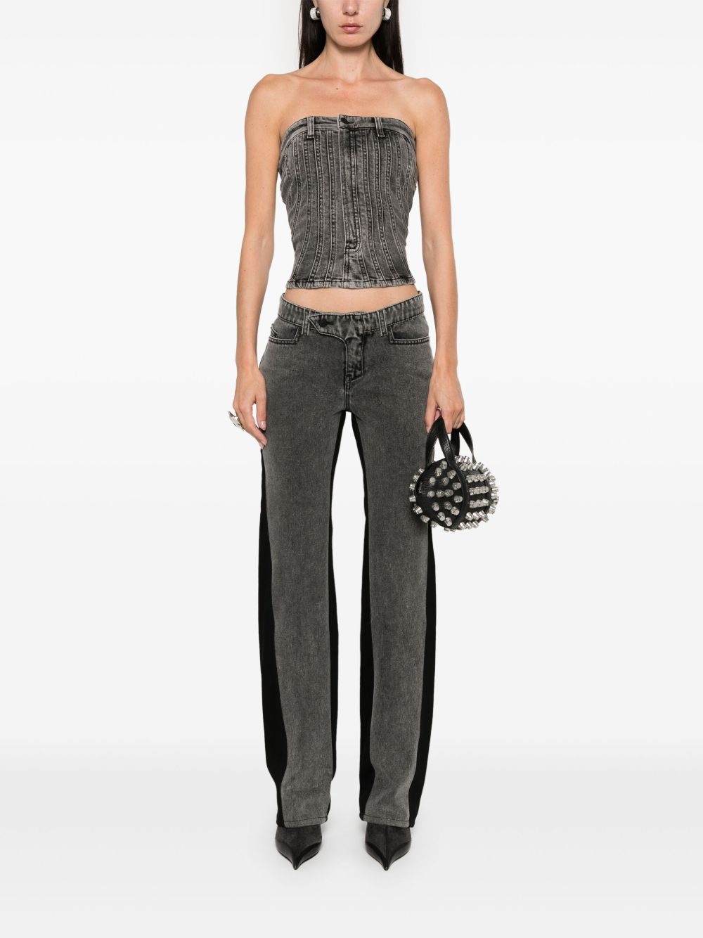 bi-color straight leg jeans - 2