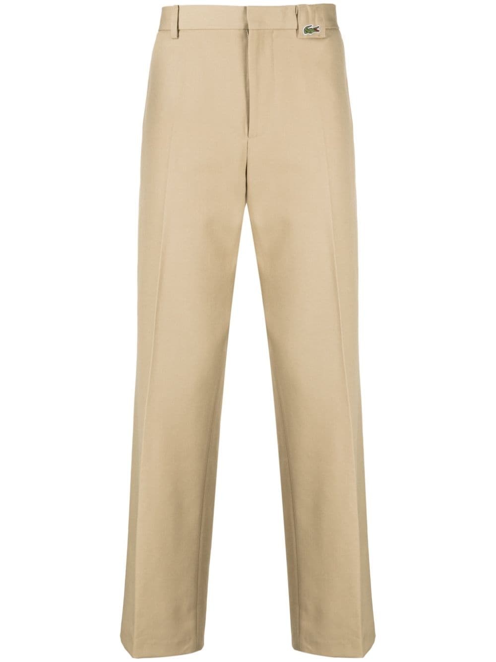 logo-embroidered mid-rise chinos - 1