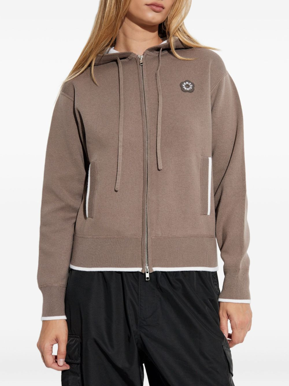 flower-logo zip-up hoodie - 3