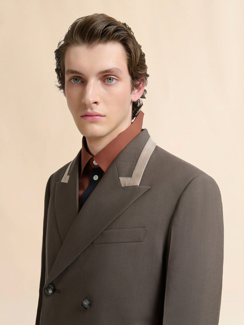 GRAY DOUBLE-BREASTED WOOL BLAZER WITH MARNI MENDING 4