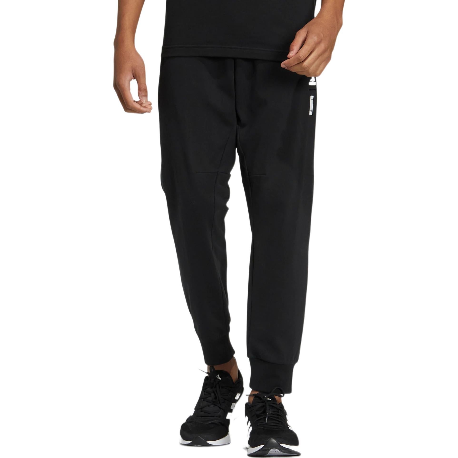 Men's adidas Solid Color Elastic Waistband Sports Pants/Trousers/Joggers Black HE5152 - 2