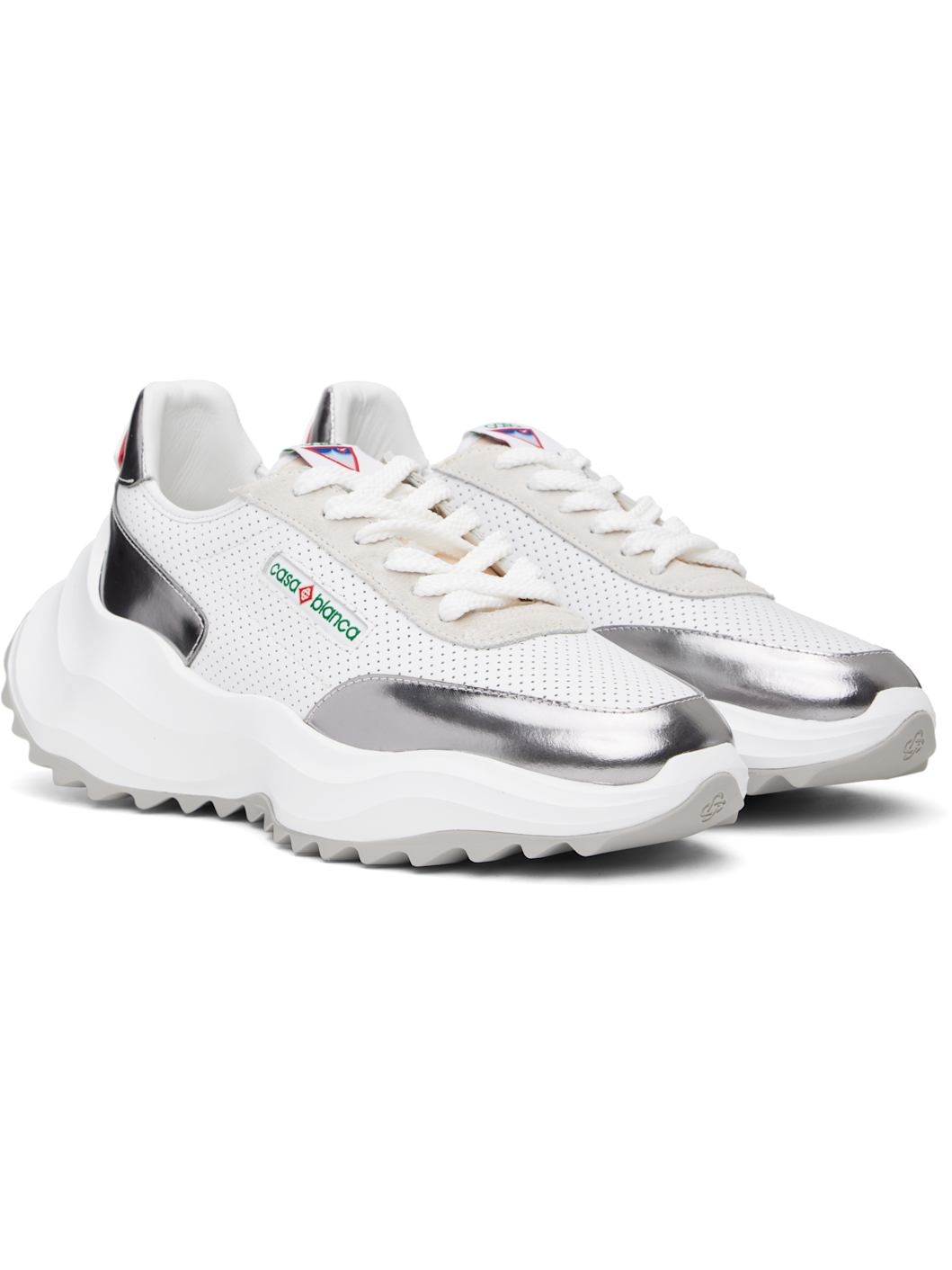 White & Silver Atlantis Sneakers - 4