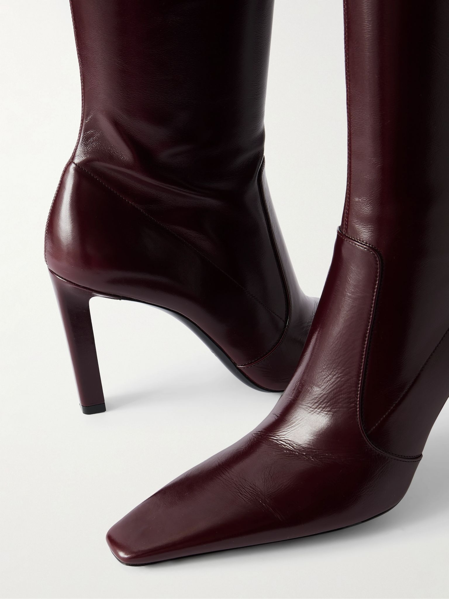 Francoise glossed-leather knee boots Burgundy - 4