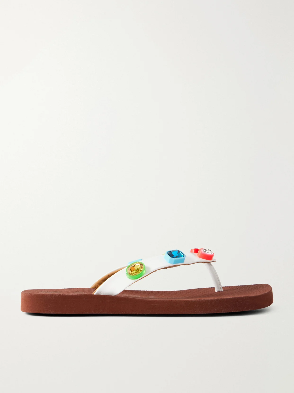 Embellished Coated Flip Flops - 1