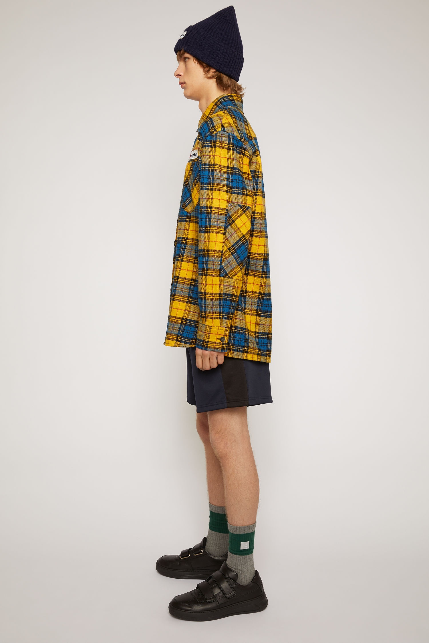 Logo patch flannel overshirt yellow/black - 3